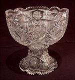 510 - American brilliant cut 2 piece punch bowl, 12in. T, 12in. Dia.