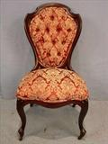529 - Laminated rosewood parlor side chair with spoon back by J.H. Belter, gold and maroon floral upholstery, 35in. T, 18in. , 17in. D.