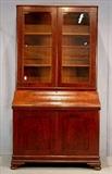 537 - Mahogany empire slant front secretary with fitted interior, original shelves, ca. 1850, 88in. T, 46in. W, 21in. D.