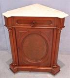 536 - Walnut Victorian corner parlor cabinet, 37in. T, 30in. W, 20in. D.