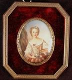 130 - Hand painted frame with ivory, artist signed.