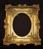 141 - Hand carved Art Nouveau picture frame, 15in. L, 13.5in. W, oval -7.5in x 9.5in.