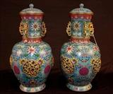 139 - Pair of Chinese Cloisonne Incensors, Dawazer Empress period, ca. 1870 - 1890.