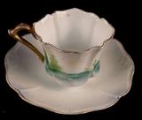 176 - R S Prussia chocolate cup decorated with swan satin finish.