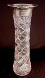 185 - Cut glass American brilliant vase, 19in. T with sterling rim, pictured in Boggess Book.