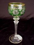 192 - Rhine wine glass, cut green bowl.