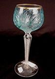 195 - Wine, St. Louis with beaded stem liquor cut glass bowl, (French).