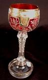 197 - Wine, cranberry and enamel, Moser type.