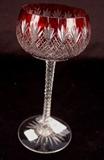 206 - Bohemian wine glass, red cut to clear with cut stem.