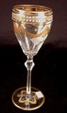 204 - Bohemian wine glass, clear with gold and enamel.