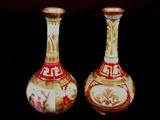 225 - Pair of Royal Vienna mini vases with scene and gold decoration, 4in. T.