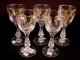 243- Five Tippin wine glasses in cameo pattern.