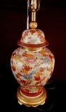 251- Large Satsuma urn has been made into a lamp, sits on gilt base, called 1,000 faces, 36in. T, 27in. w