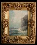 254 - Oil on canvas in ornate gilded frame signed O. F. Baker, 19 x 16, canvas 11.5 x 8.5.