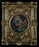 256 - Oil on canvas in ornate gesso frame, mother and children, 19.5 x 16.5.