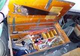great old vintage tool box with tools from WW2