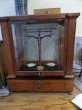 Analytical Balance, Weight set plus Platinum riders and Calibrated weights. This balance was used at the Coca Cola Company Los Angeles laboratory. The head chemist in the 1950's and 60's was Paul Duling. He arranged for the balance to be sold to a dental student, Steven Bein, who has owned it ever since