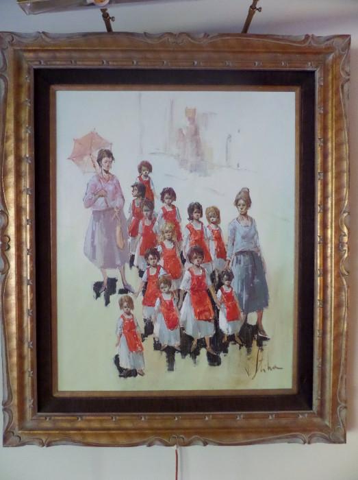 Vladen Stiha oil painting 30 X 24. Vladan Stiha, a painter of Western American landscapes, Indians and cowboys, began his long, colorful life in Belgrade, Yugoslavia on October 18, 1908. His life would end three continents and eighty-four years later on April 25, 1992, at the end of the old Santa Fe Trail in Santa Fe, New Mexico. 