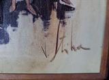 Signature on Vladen Stiha oil painting. Vladen Stiha oil painting 30 X 24. Vladan Stiha, a painter of Western American landscapes, Indians and cowboys, began his long, colorful life in Belgrade, Yugoslavia on October 18, 1908. His life would end three continents and eighty-four years later on April 25, 1992, at the end of the old Santa Fe Trail in Santa Fe, New Mexico. 