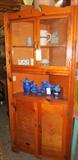 early 1900s knotty pine corner kitchen cabinet