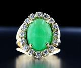 14k 钻石翡翠戒指   14k Diamond emerald ring 