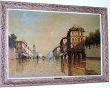 Vintage Oil on Canvas (36" x 24") with Original Frame by Luciano Albertini Print Paper Label on back "Reliable Products Newark N.J. Imported Original Oil" Second Paper Label with Artist Bio.