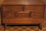 Mid-Century Modern Oak Blanket Chest with Drawer across the bottom