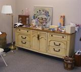 dresser, jewelry chest, floor lamp