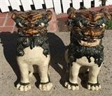 Japanese Kutani polychrome Foo Dogs 17" tall x 8"wide x 13" deep