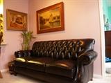 NEW Thomasville black leather sofa