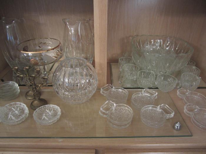 Crystal Coasters Some With Spoon Rests, Two Lovely Crystal Pitchers, Punch Bowls