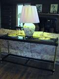 Glass and metal sofa table