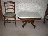 Cut down marble top table
Victorian Needlepoint side chair