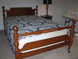 Nice maple bed and old summer/winter spread
