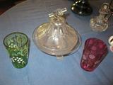 Pressed glass hand and bar butter dish
Victorian tumblers