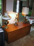 Seaman's chest with selection of lamps