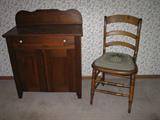 Another walnut commode and needlepoint chair