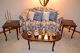 Chintz love seat, 3 piece table set, and more.