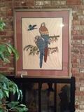 painting on silk of parrots