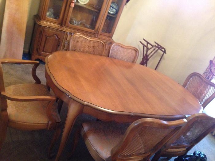 french provincial dining table and china cabinet, there is a server/chest  you will see in another photo