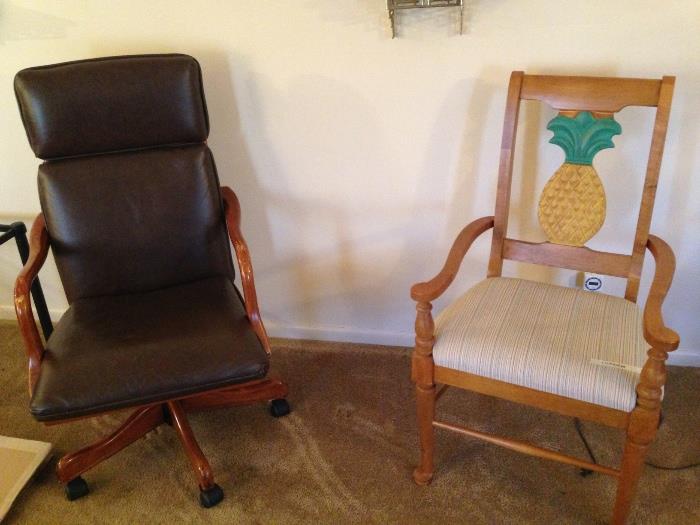 Office chair and a fun pineapple chair