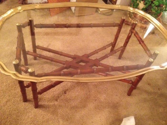another shot of the beautiful brass and glass bamboo coffee table