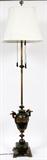 Lot#1026, FRENCH MARBLE & BRONZE FLOOR LAMP, H 22" (BASE), 66" OVERALL,Black marble urn with bronze mounts now fitted as a floor lamp.