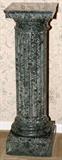 Lot#1053, MARBLE COLUMNAR PEDESTAL, C. 1900, H 37", W 11 1/2" SQUARE,Green, fluted marble. Square top and base. Hand carved.