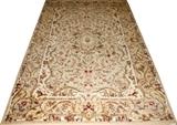 Lot#1056, SILK & WOOL HAND-WOVEN ORIENTAL RUG, 8' 9" X 5' 9"Hand woven. Probably Chinese in French aubusson pattern. Beige field.