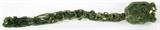 Lot#1149, CHINESE JADE RUYI SCEPTER, L 16 1/2"Carved with a fruiting branch along the stem.