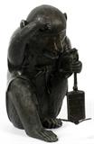 Lot#1164, JAPANESE BRONZE MONKEY WITH INRO, H 10 1/2", W 8"Stamped seal on base (see additional photo).