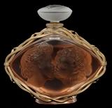Lot#1235, LALIQUE GLASS 'LE BAISER' PERFUME BOTTLE, H 4", W 4"Signed "Lalique France A816".