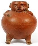Lot#1323, PRE-COLUMBIAN POTTERY FIGURAL VESSEL, H 10 1/4'', DIA 9''Bulbous figure.
