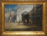 Lot#2022, DOUGLAS ARTHUR TEED [AMERICAN, 1864-1929], OIL ON CANVAS, 1923, H 20" W 29", ARAB SCENE BY ARCHWAY,Signed and dated lower left; framed. 1923.